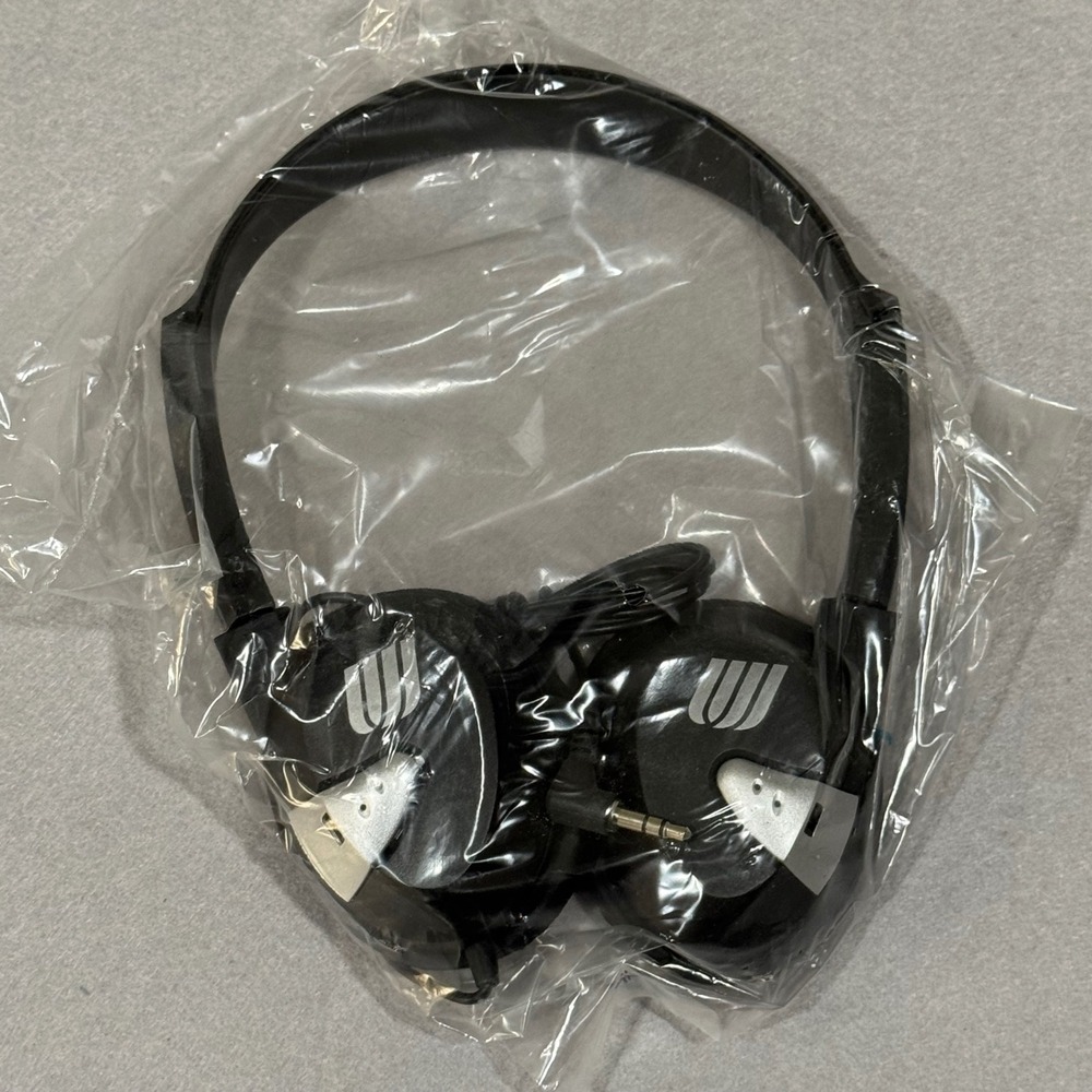 United Airlines Headphones Unisex OS Black Vintage Tulip Logo Wired On-Ear Tech
